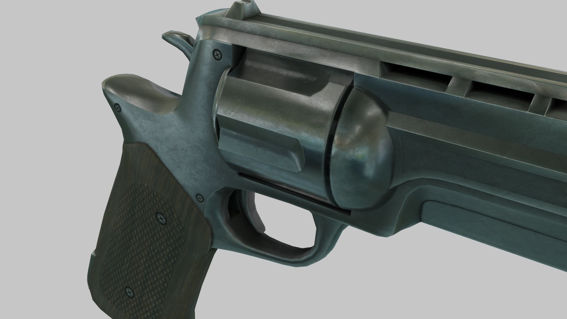 Rigged Low Poly Revolver With PBR Materials and multiple skins Low-poly 3D model_6