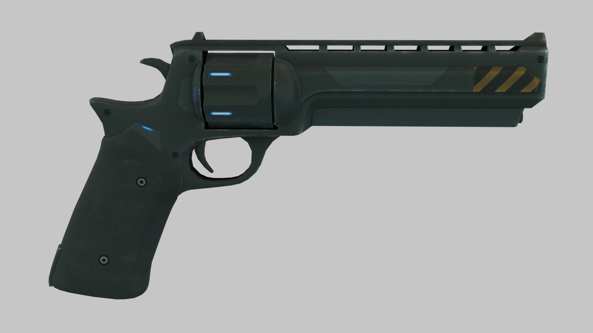 Rigged Low Poly Revolver With PBR Materials and multiple skins Low-poly 3D model_33