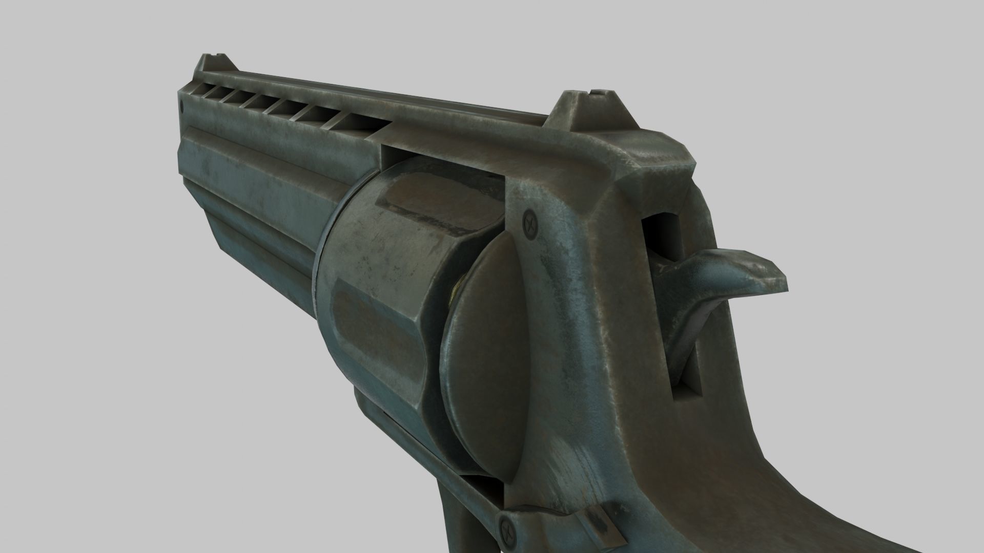 Rigged Low Poly Revolver With PBR Materials and multiple skins Low-poly 3D model_31