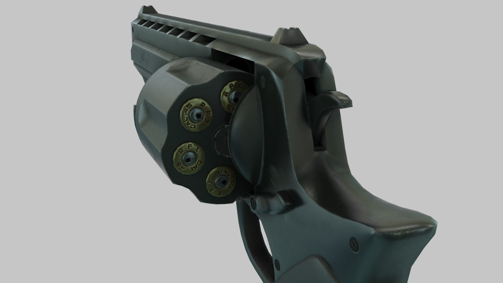 Rigged Low Poly Revolver With PBR Materials and multiple skins Low-poly 3D model_13