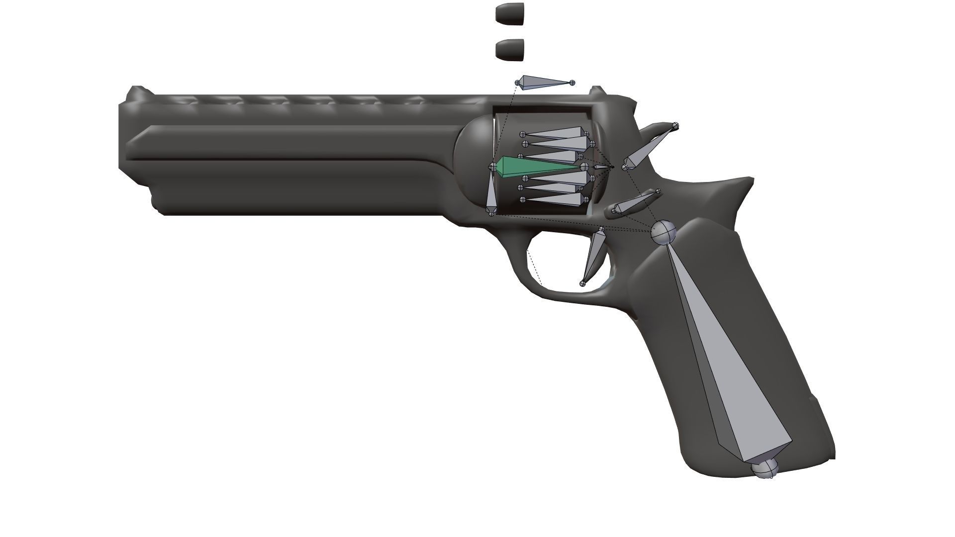 Rigged Low Poly Revolver With PBR Materials and multiple skins Low-poly 3D model_53