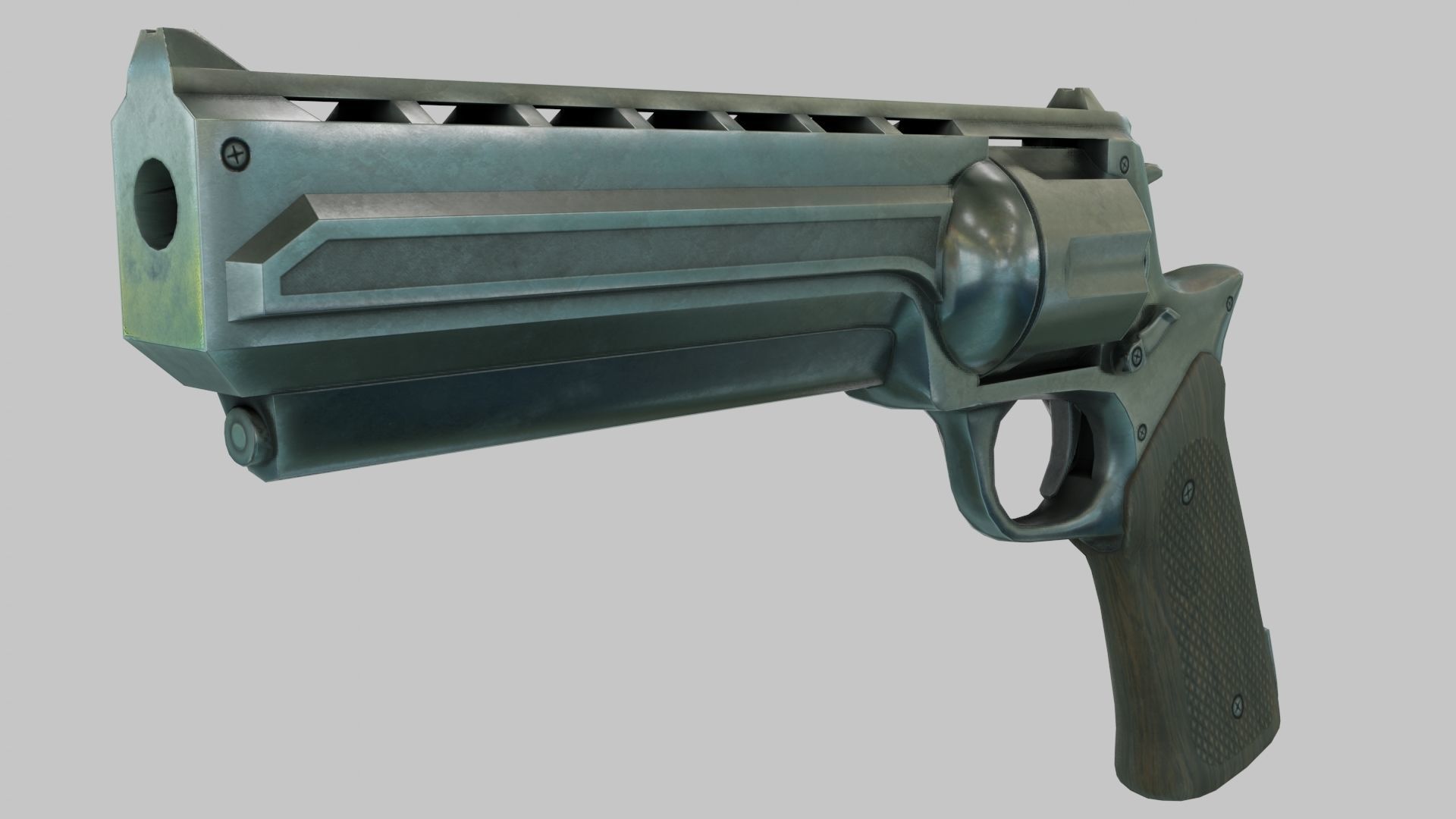 Rigged Low Poly Revolver With PBR Materials and multiple skins Low-poly 3D model_4