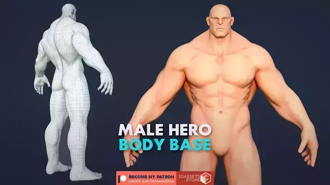 Character - Male Hero Body Base Low-poly 3D model