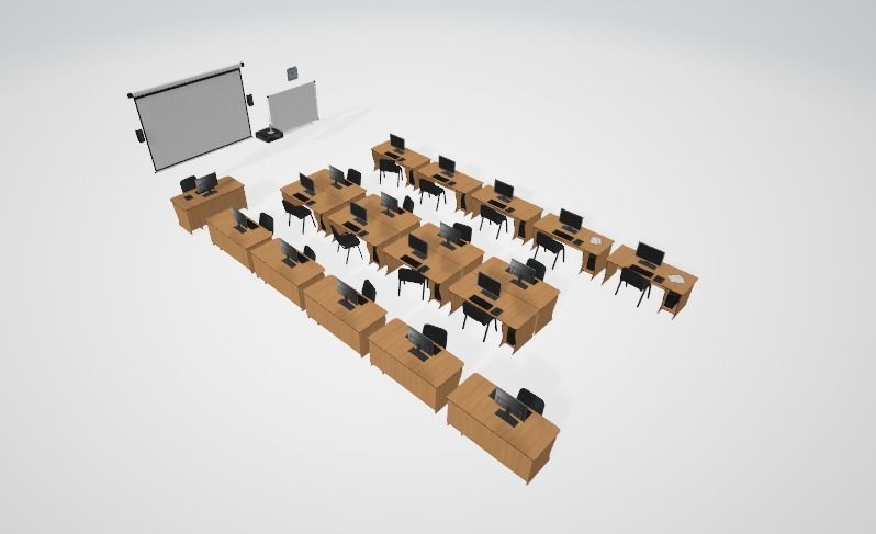 Computer Classroom Interior Low-poly 3D model_2