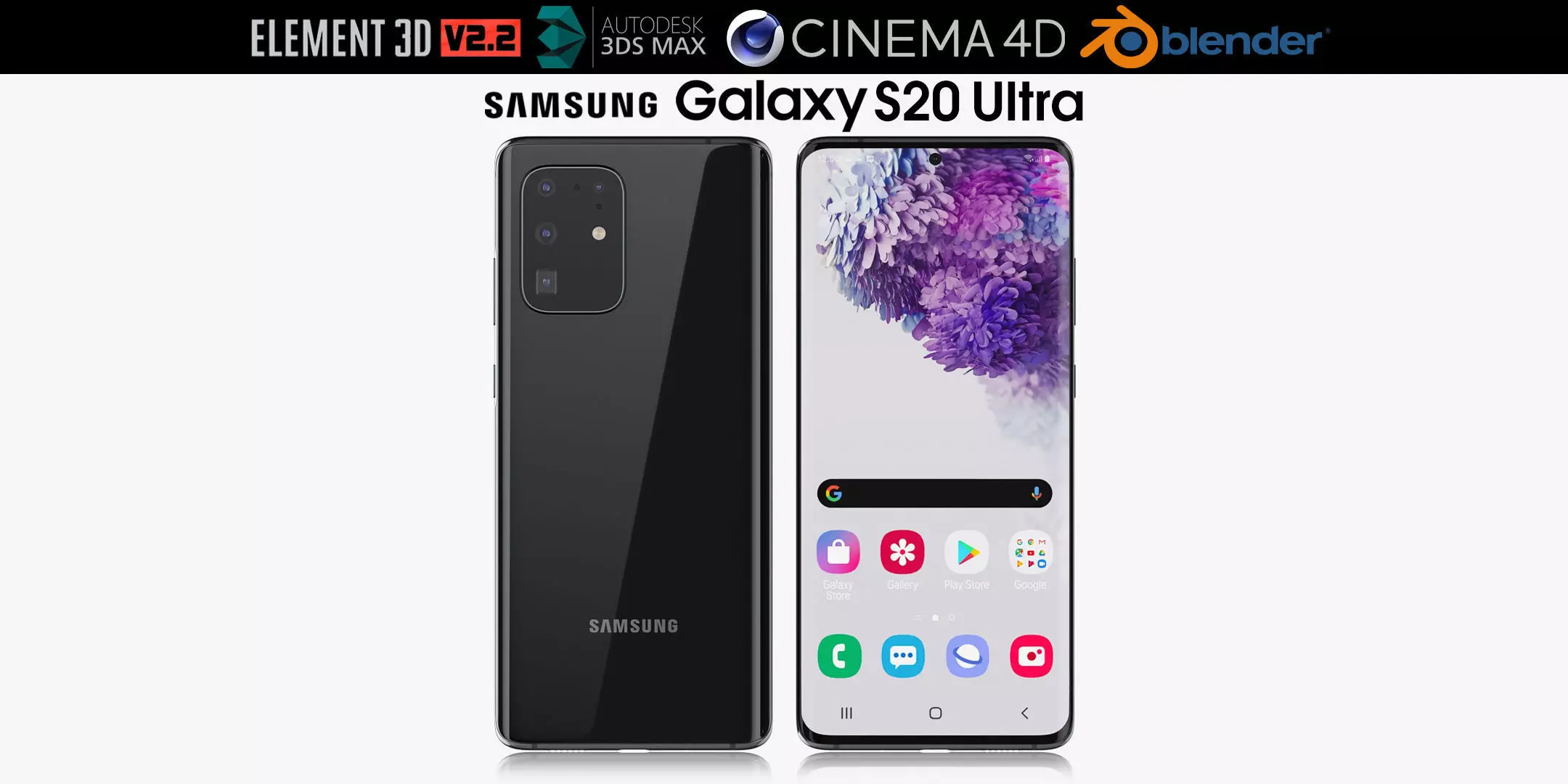 Samsung Galaxy S20 Ultra black 3D model