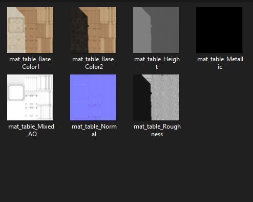 Square Wooden Marble Table Low-poly 3D model_6