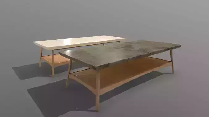 Long Wooden Marble Table
