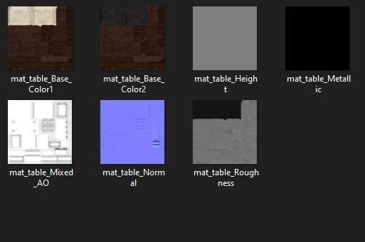Wooden Marble Table with Drawer Low-poly 3D model_6