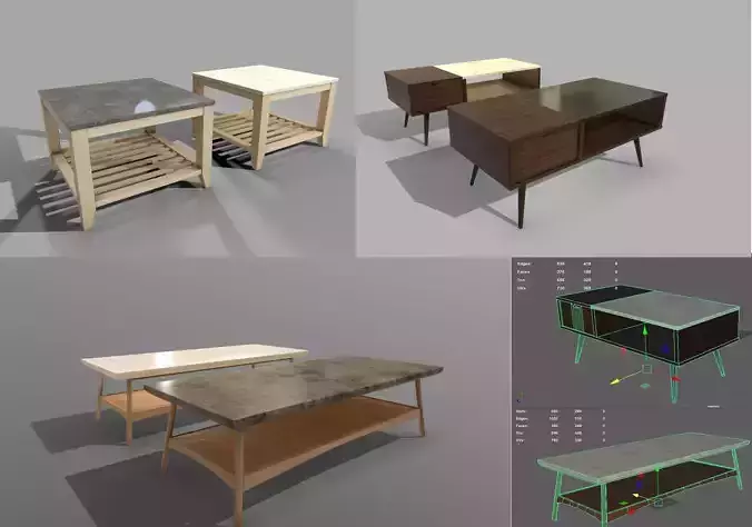 Wooden Marble Table Collection Set