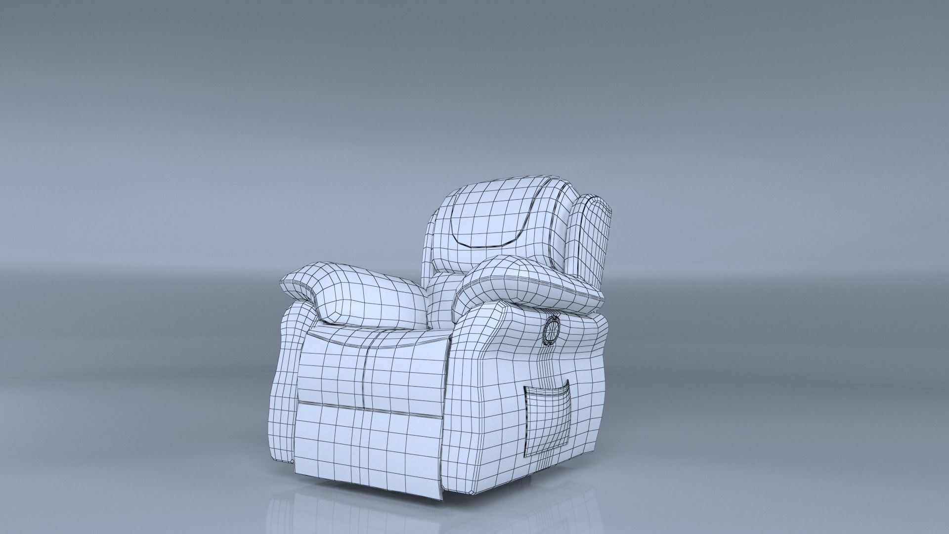 Recliner Sofa Single Low Poly Low-poly 3D model_3