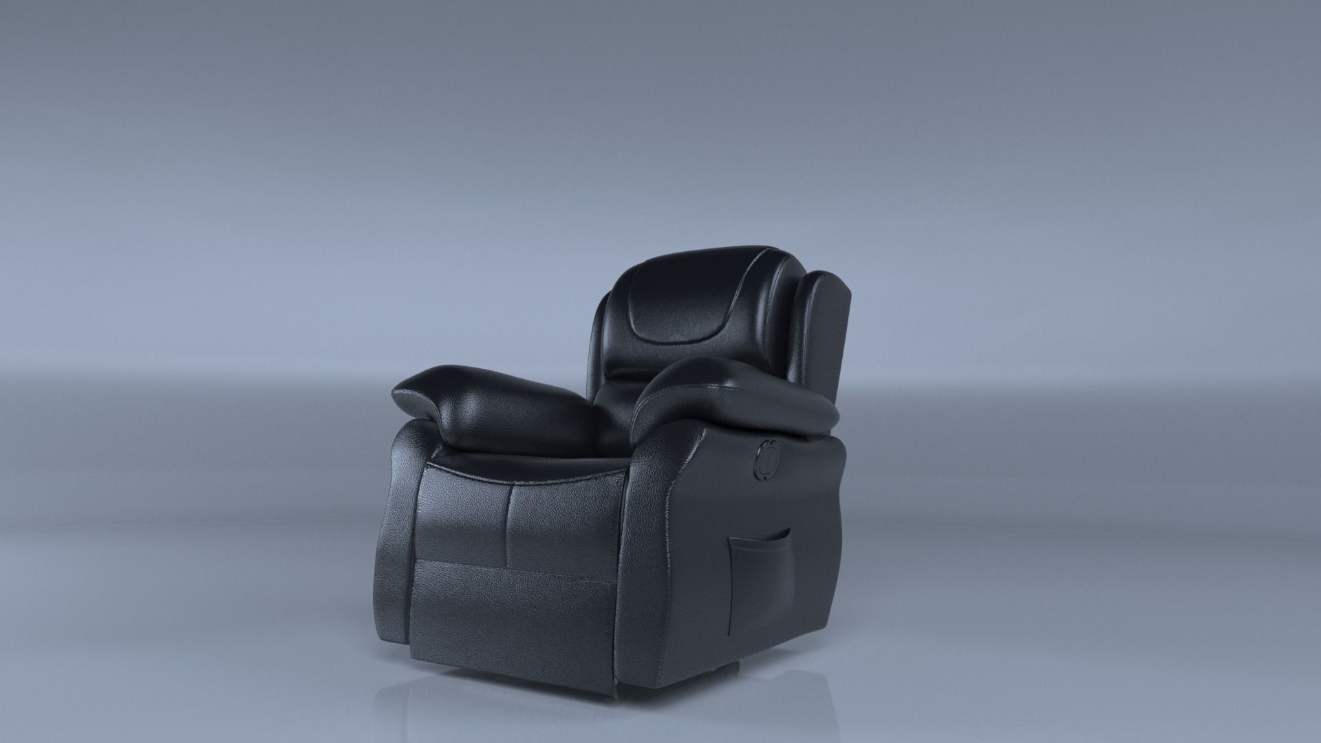 Recliner Sofa Single Low Poly Low-poly 3D model_1