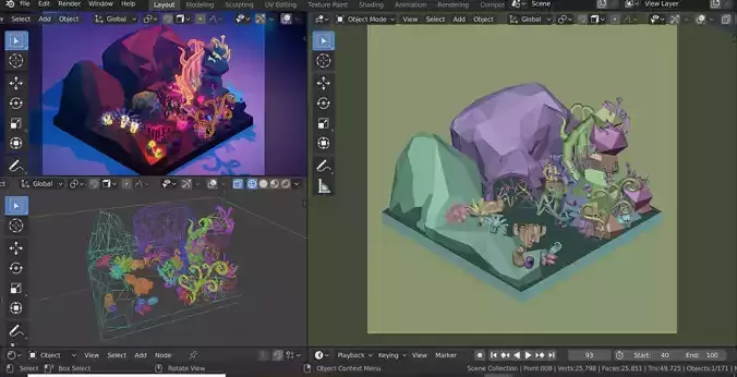 3D underwater scene Coral Reef