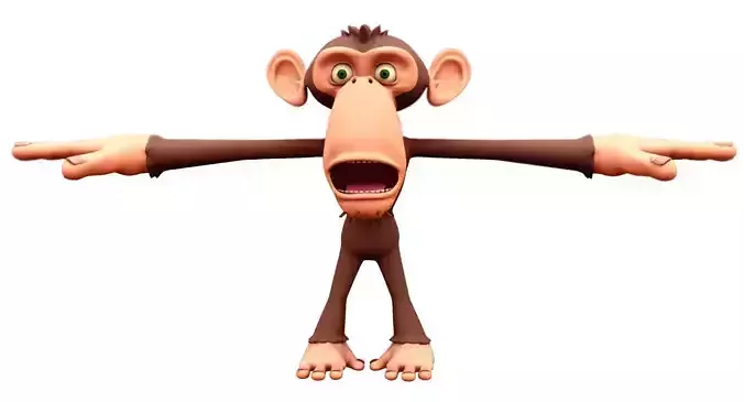 monkey cartoon rigged blend shape facial rig 3d model 3D model