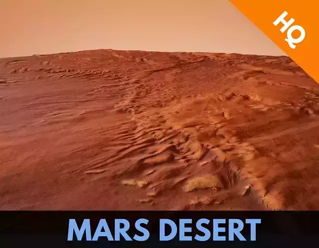 Mars Desert Terrain Landscape Mars Planet Dunes Low-poly 3D model