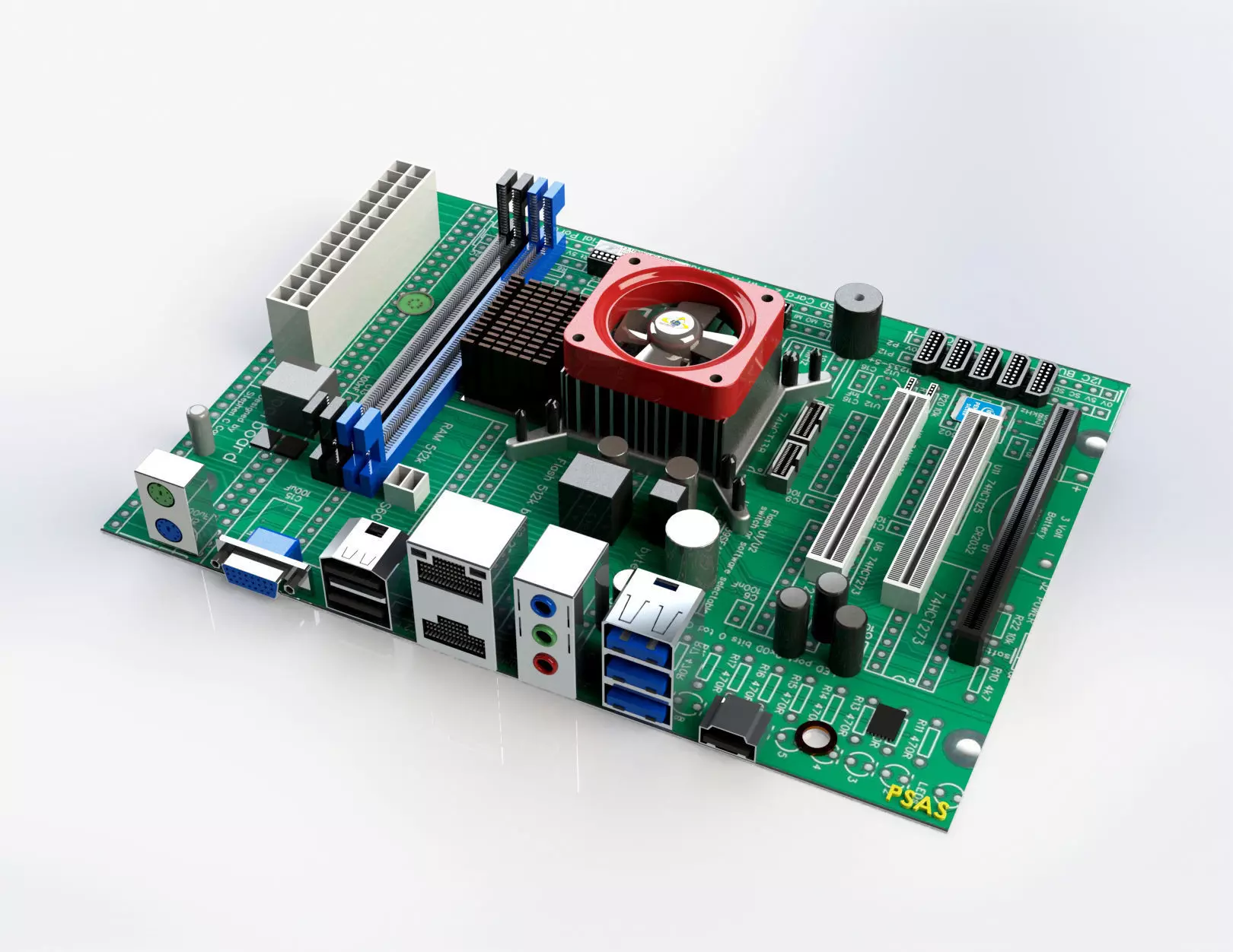 computer motherboard 3D model