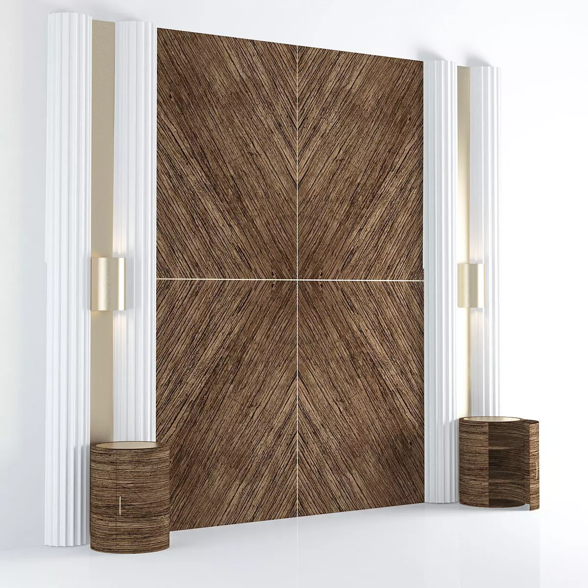 Headboard 8 wooden cabinet with shelves and drawers 3D model_0