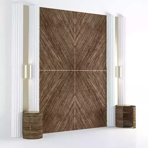 Headboard 8 wooden cabinet with shelves and drawers