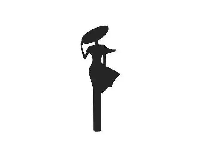 Bookmark silhouette of woman holding hat on stick