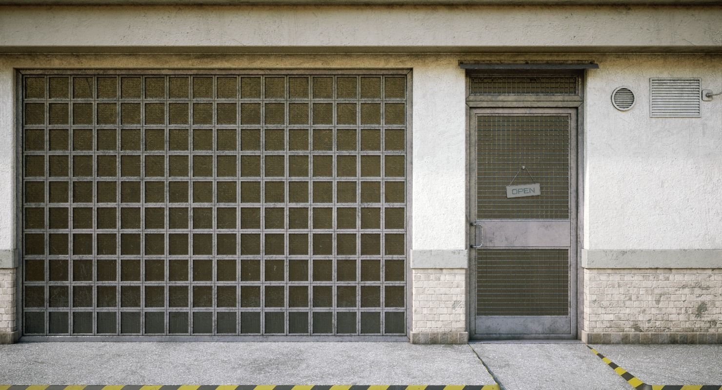 Gas Station Building Low-poly 3D model_4