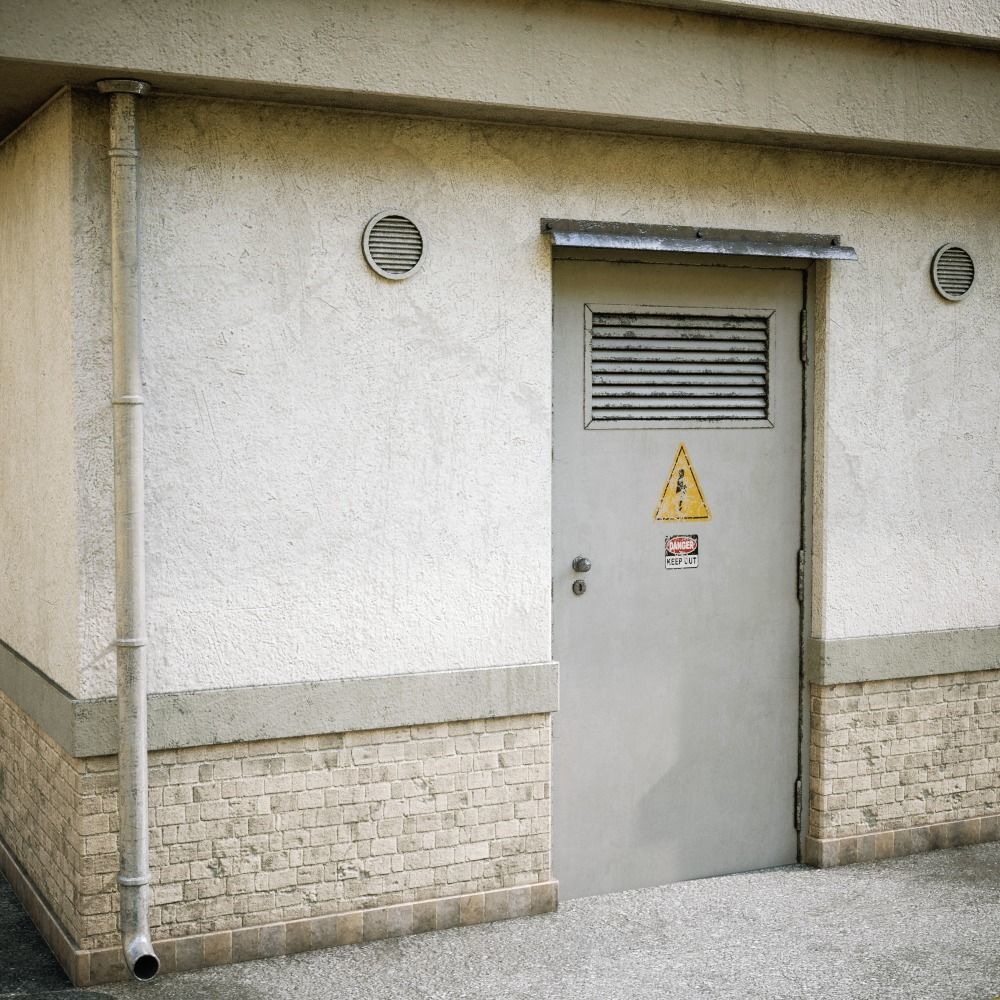 Gas Station Building Low-poly 3D model_5