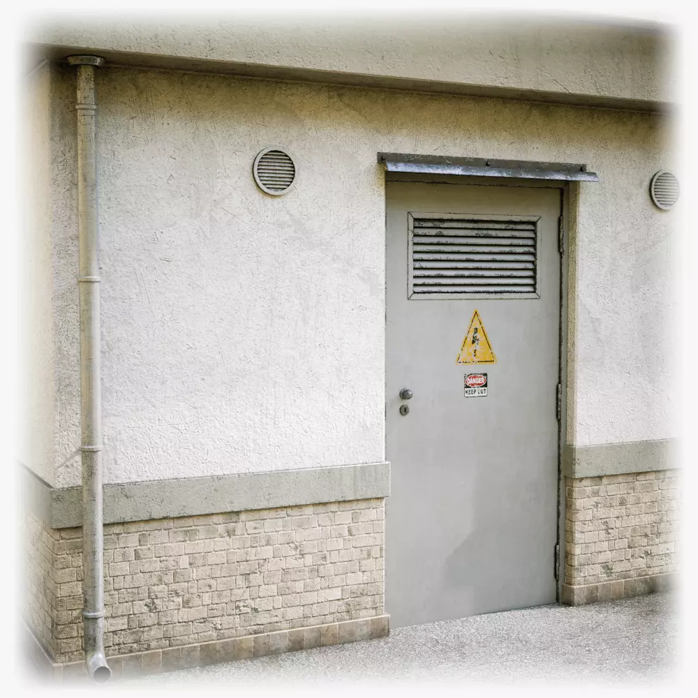 Gas Station Building Low-poly 3D model_0