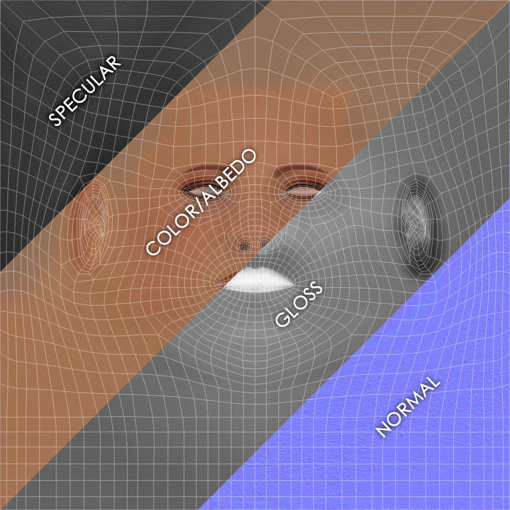 Female Head - Iva - Gen2 Low-poly 3D model_40