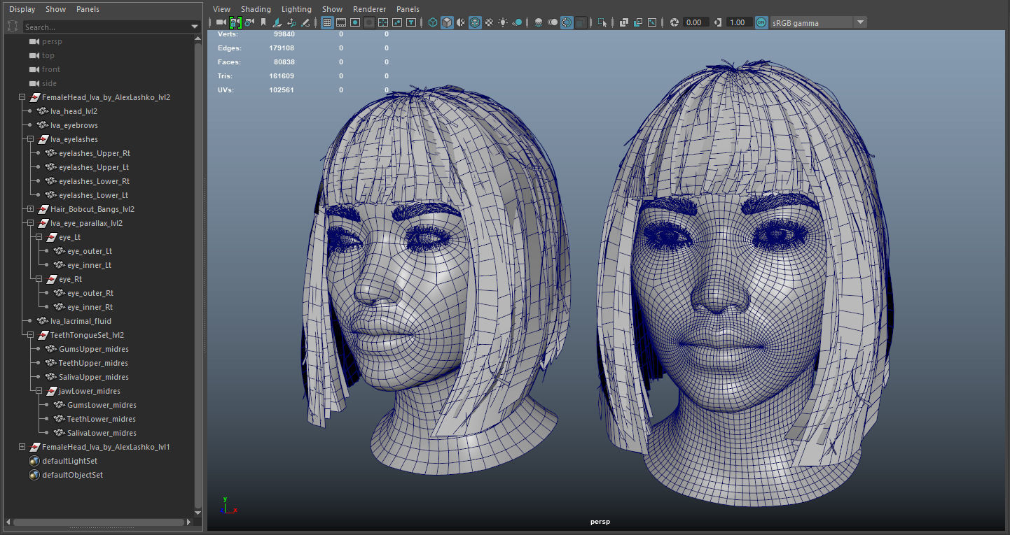Female Head - Iva - Gen2 Low-poly 3D model_39
