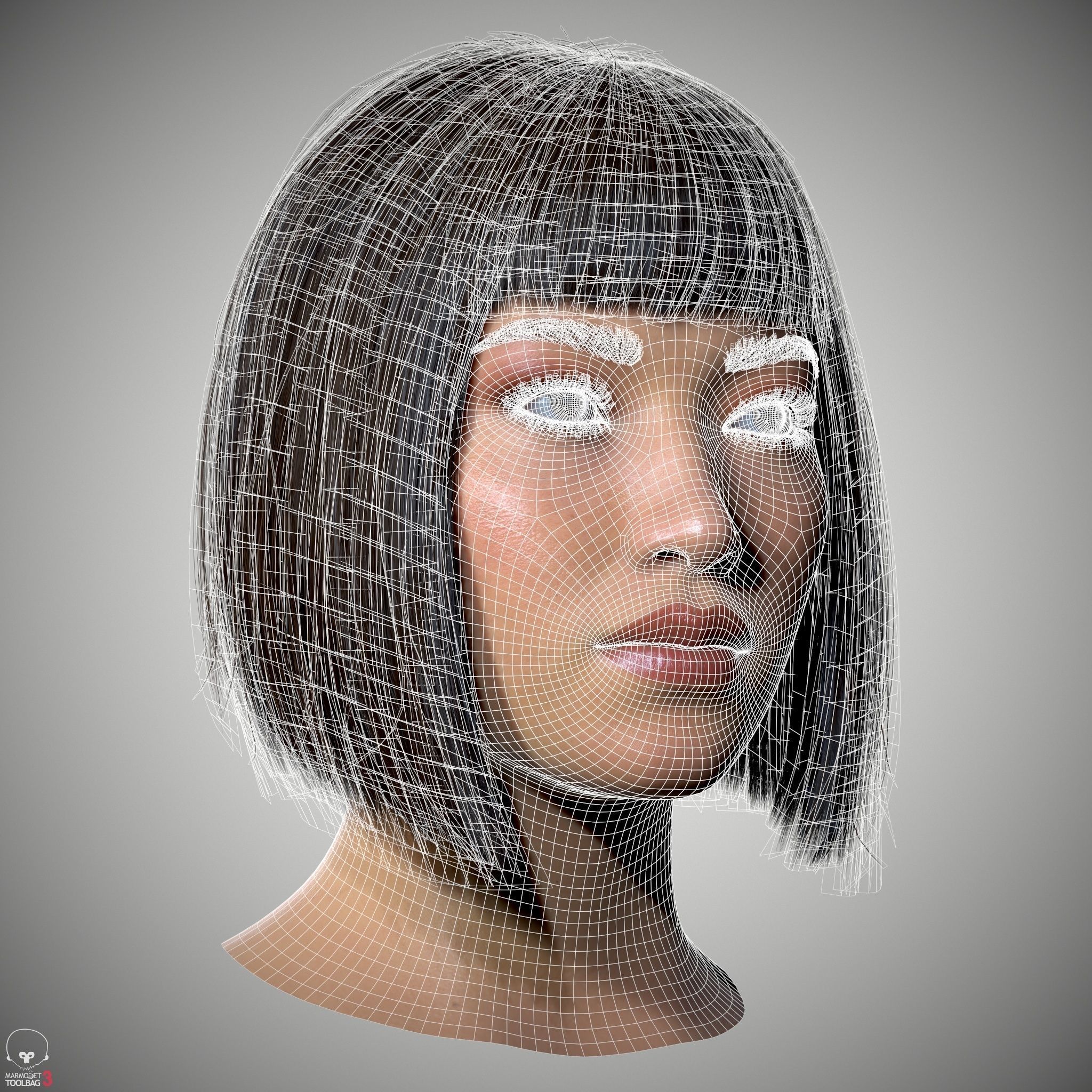 Female Head - Iva - Gen2 Low-poly 3D model_20