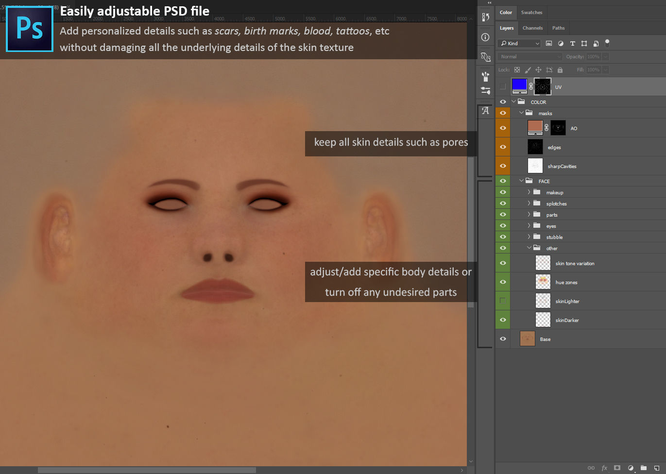 Female Head - Iva - Gen2 Low-poly 3D model_41