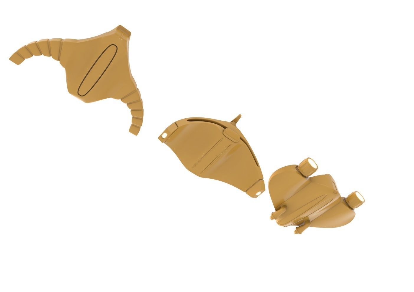 Spacesphips tan plastic parts for star wars x-wing Low-poly 3D model_4