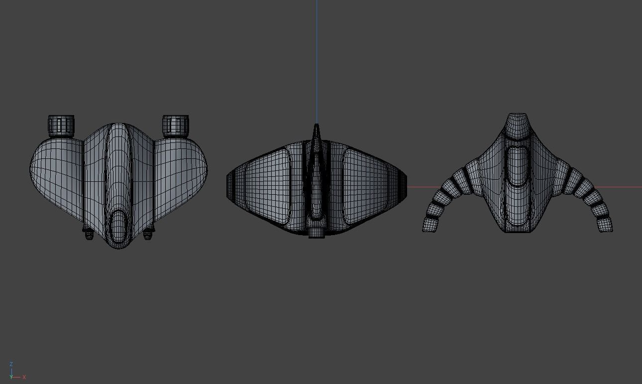 Spacesphips tan plastic parts for star wars x-wing Low-poly 3D model_8