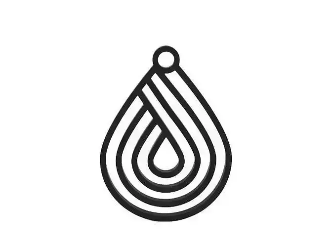 Earring drop of water in shape of teardrop