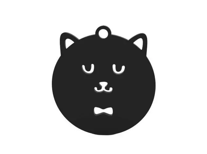 Earring cat with bow tie 3D print model_0