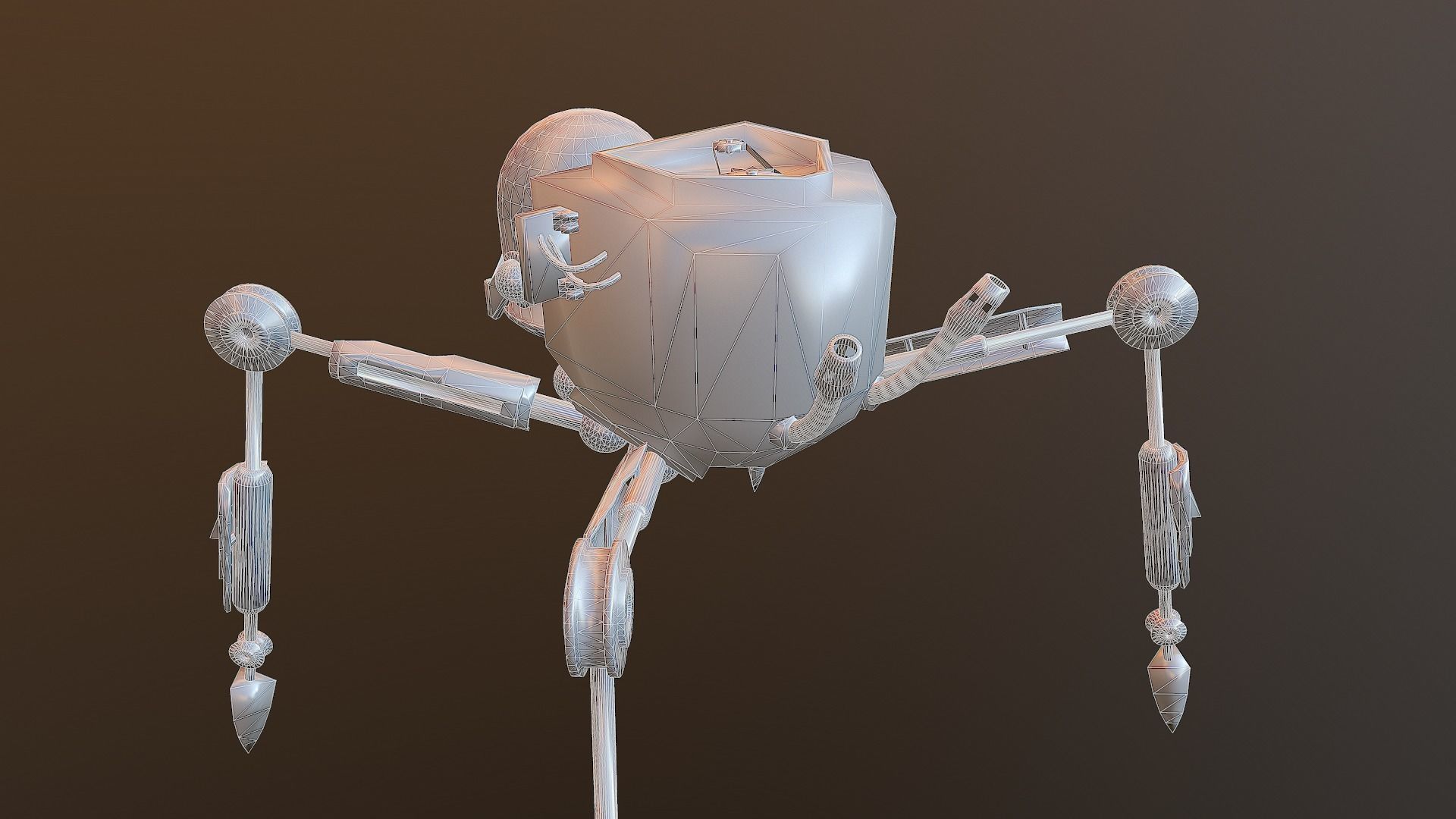 Spider Robot Low - Poly  Free low-poly 3D model_9