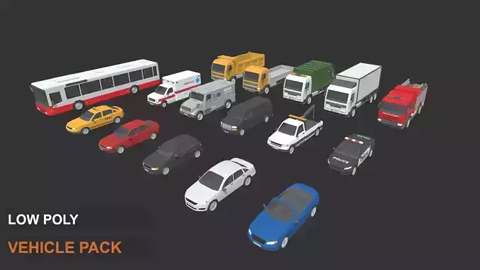 Low Poly Vehicles  Low-poly 3D model
