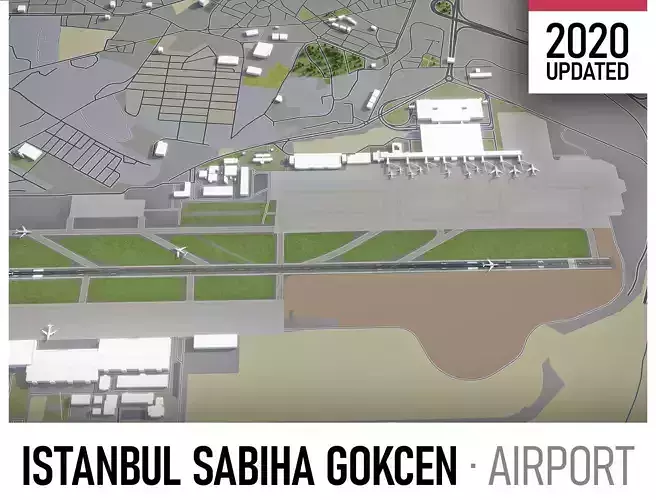 Istanbul Sabiha Gokcen Airport Low-poly 3D model
