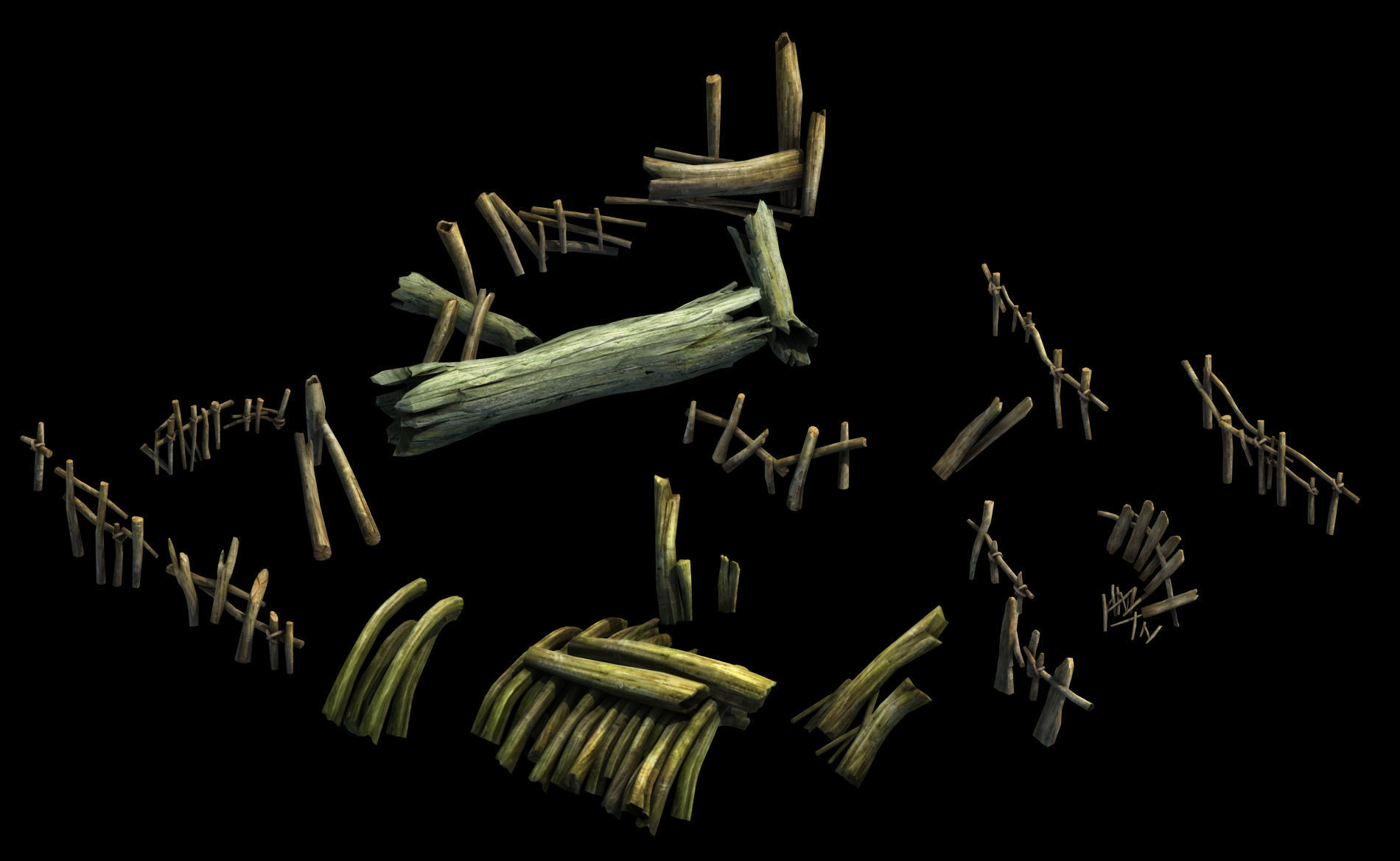 Yamano - Random Wood Stack 02 3D model_1