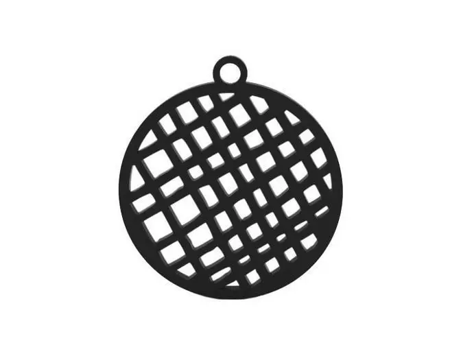 Earring pendant with grid pattern 3D print model_0