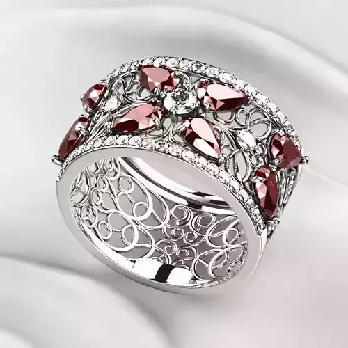 Beautiful Ruby Pears Gold Ring