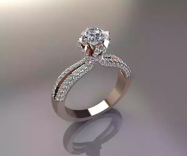 Ladies Engagement Solitaire Diamond Ring 3D Model 3D print model