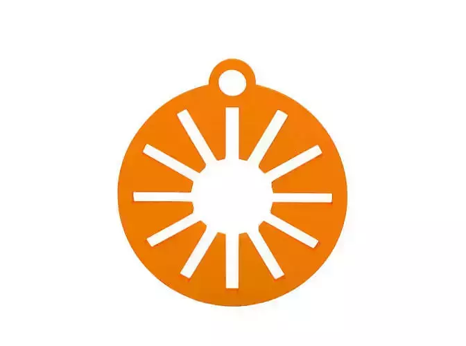 Earring orange sun in circle