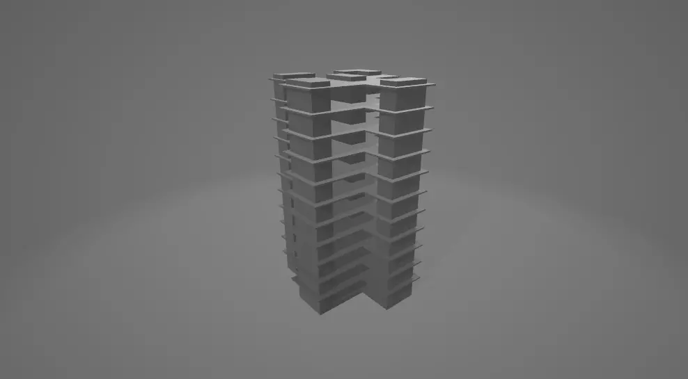 building tall Low-poly 3D model_0