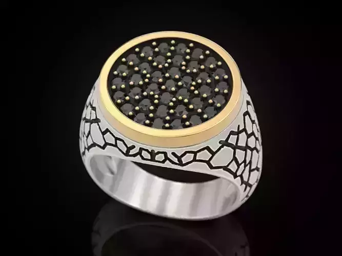 Men ring with black stones