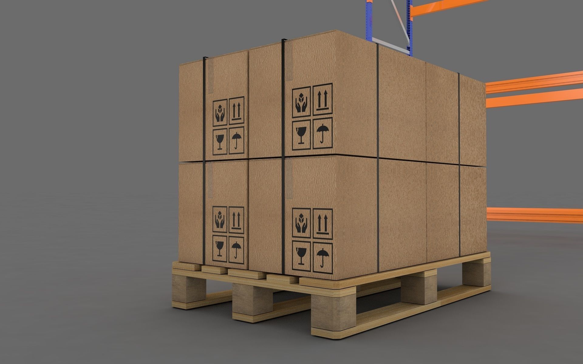 Warehouse Rack and Pallet 3D model_9