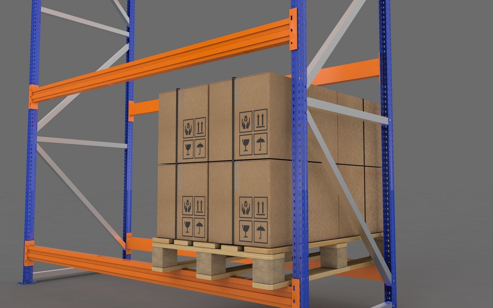 Warehouse Rack and Pallet 3D model_8