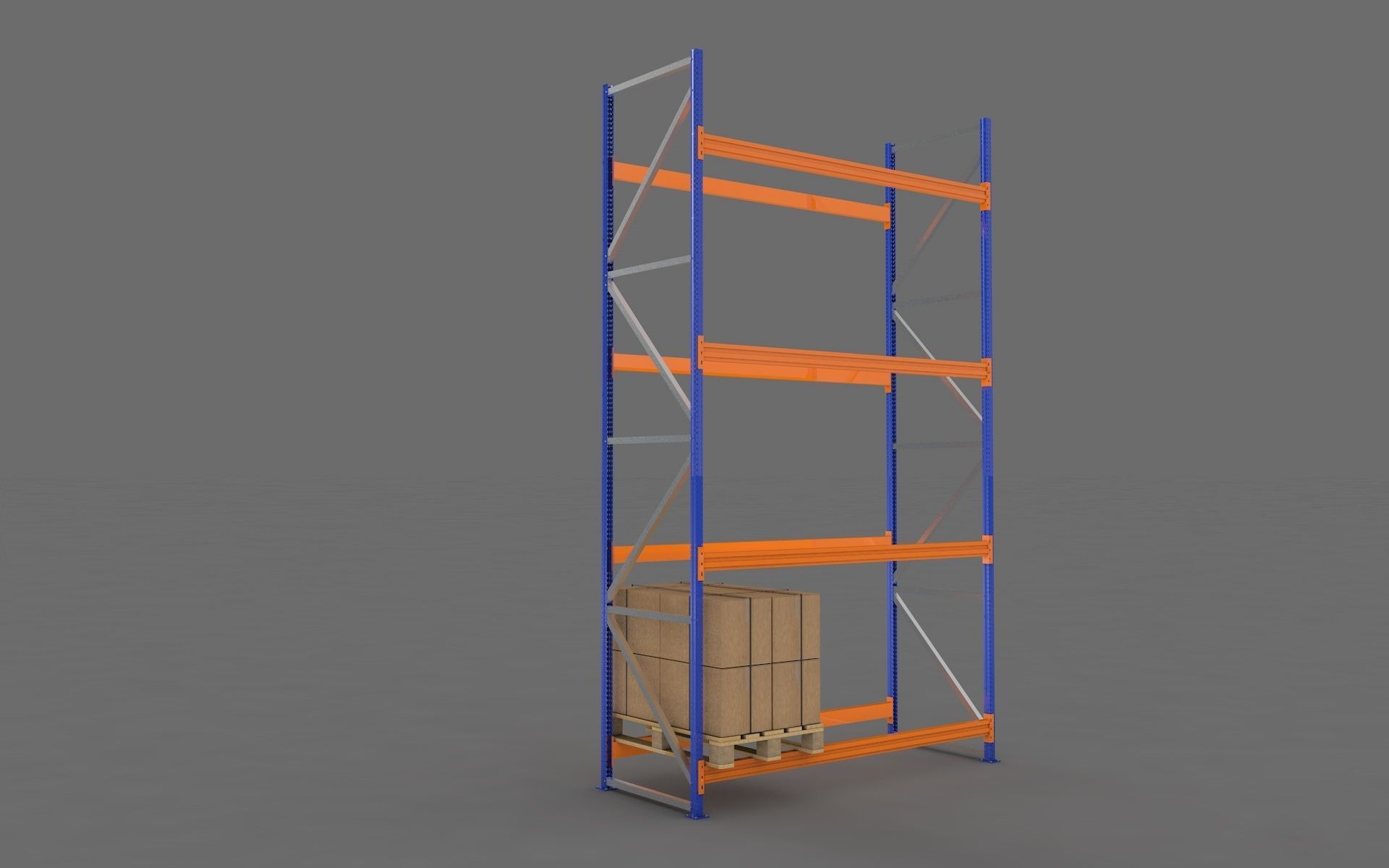 Warehouse Rack and Pallet 3D model_2