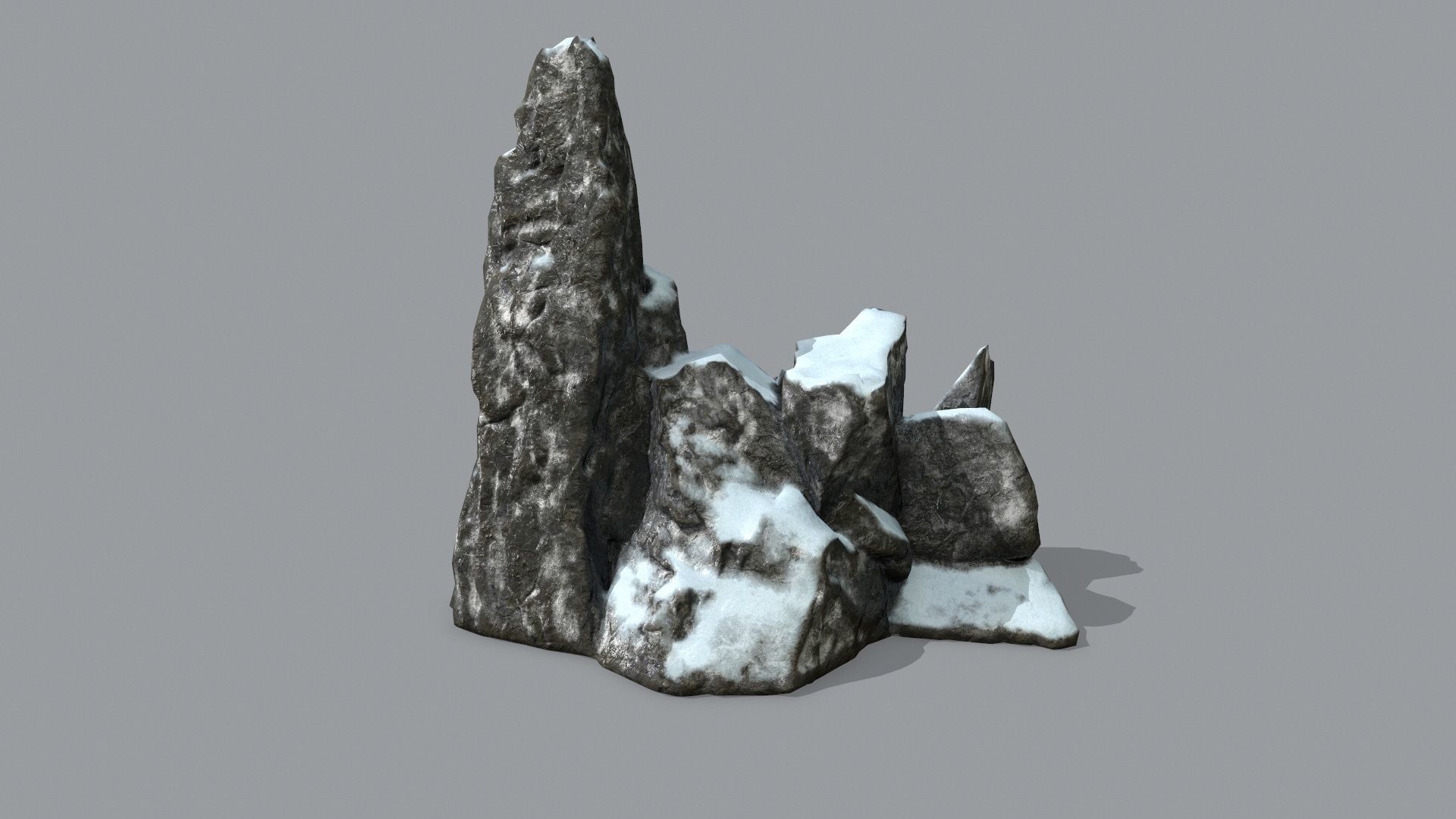Rock Set with snow Low-poly 3D model_9