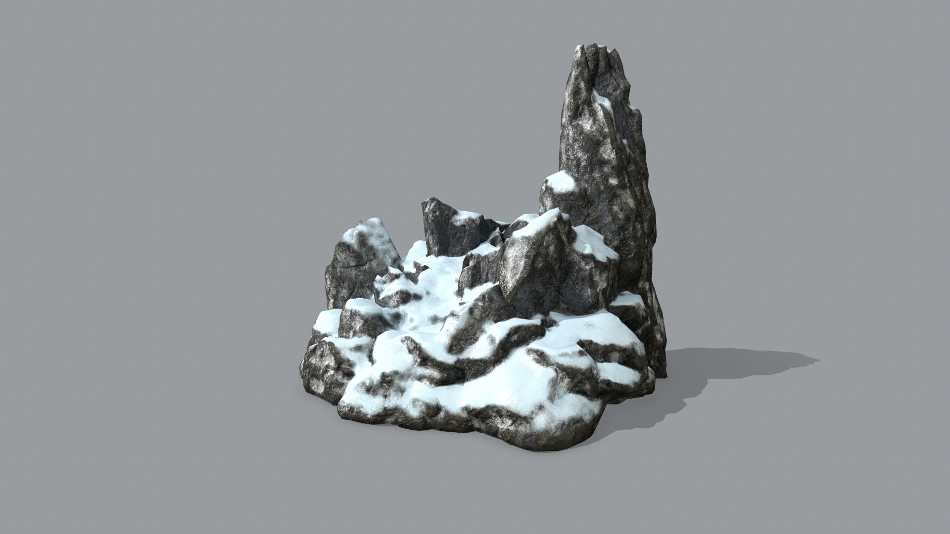 Rock Set with snow Low-poly 3D model_6