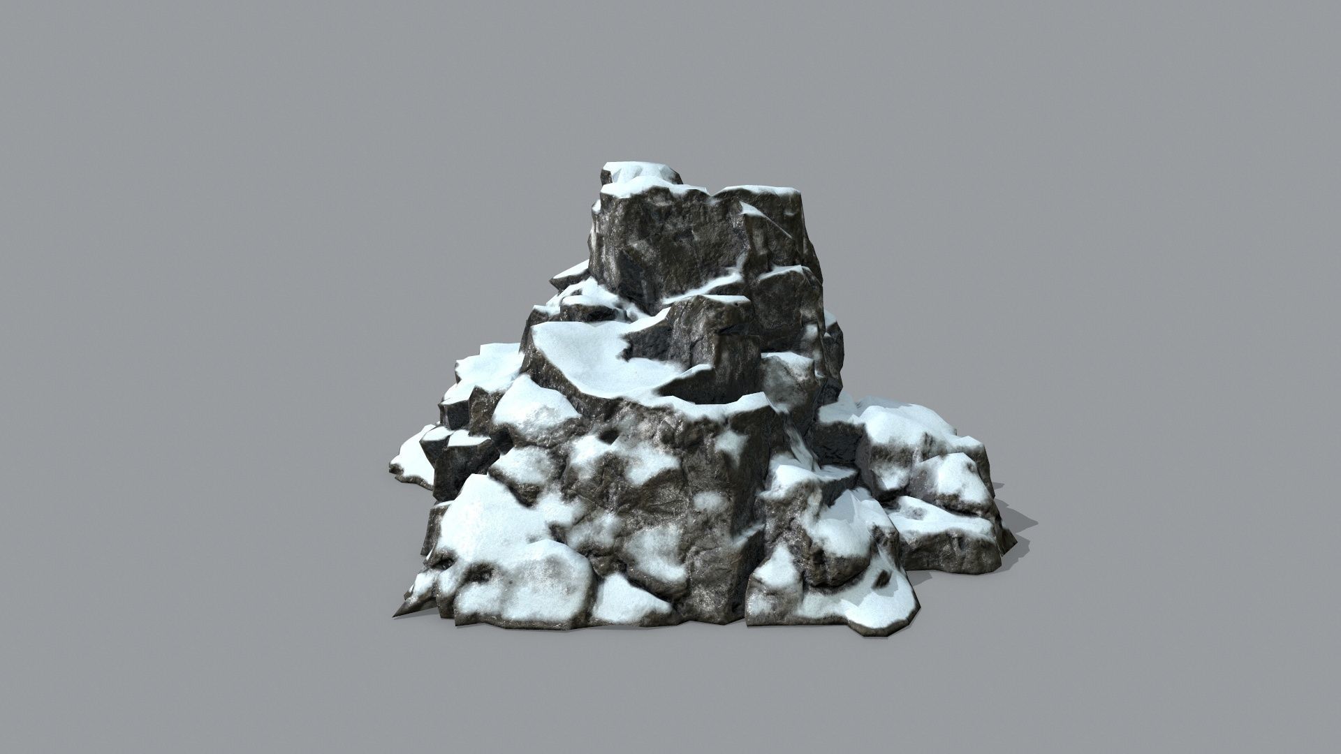 Rock Set with snow Low-poly 3D model_5