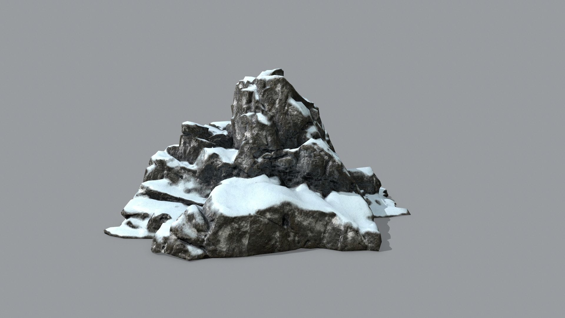 Rock Set with snow Low-poly 3D model_4